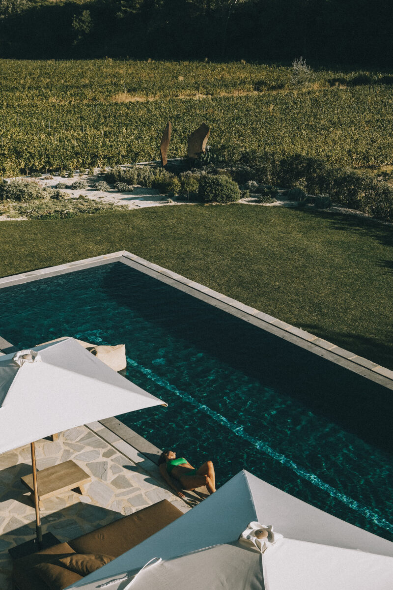 Relaxing time by swimming pool